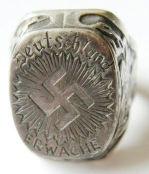NSDAP/ Anillo "Deutschland Erwache" en Plata "800"